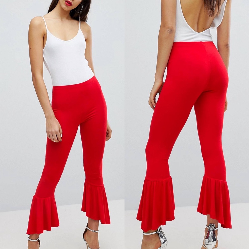 Leggings with Fluted Flare Hem